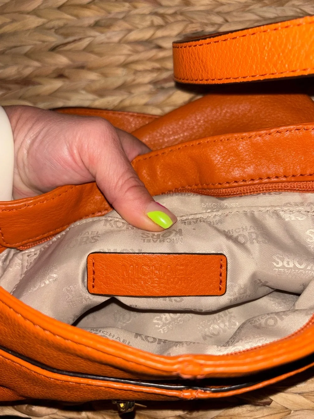 Michael Kors Orange Leather Crossbody with Dual Zip Front